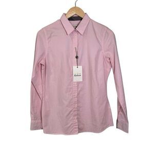 Barbour Women’s Oxford Button Down Shirt Size 6 Pile Pink Brand New